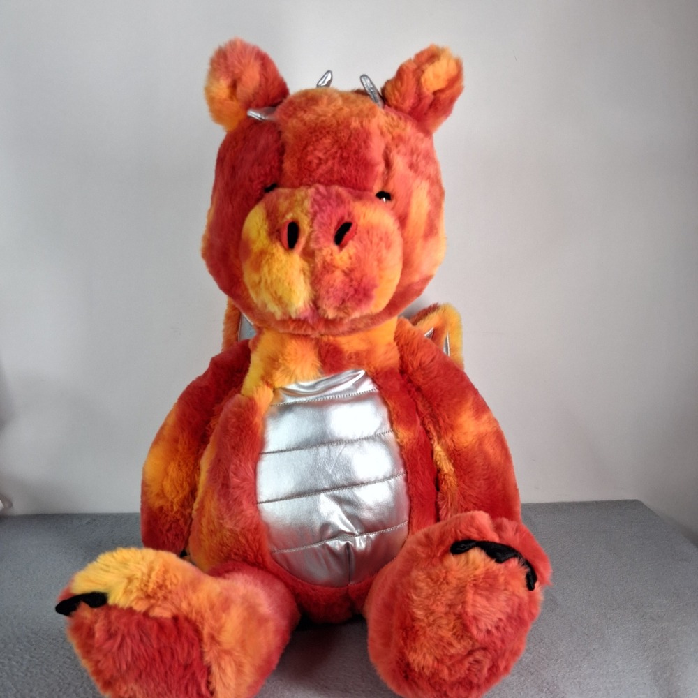 Walmart Kid Connection 24" Dragon Floppy Plush Red Orange Tie Dye Silver Fantasy